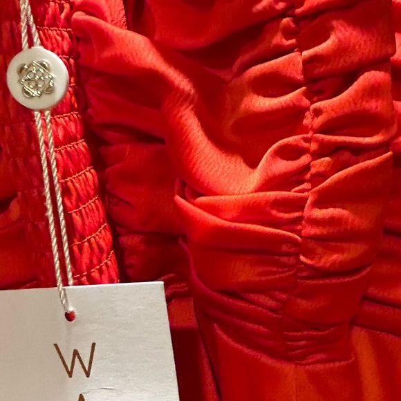 WAYF Ruched Bodice Satin Midi Dress - Picture 9 of 10